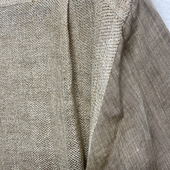 AT Anthony Tarassi 100% Linen Brown  Tan Button Down Shirt Woven Back Detail - Picture 7 of 9